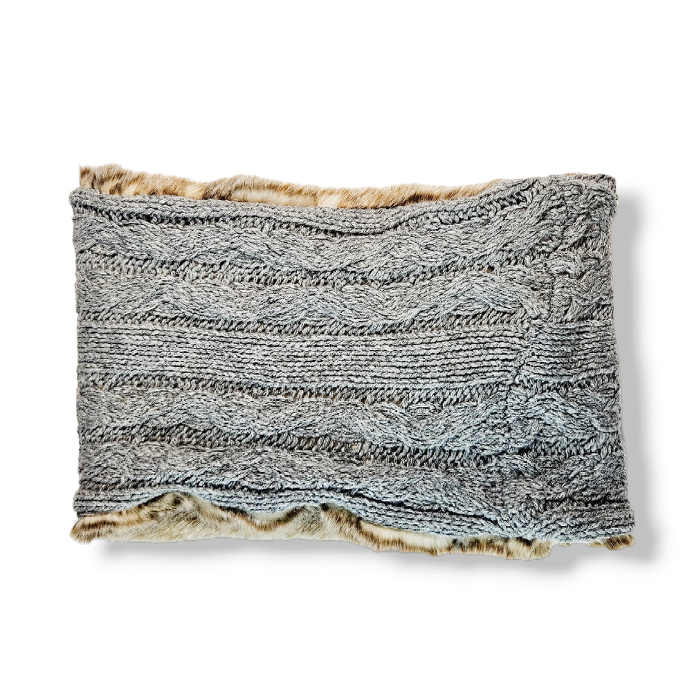 EUC VTG American Eagle Aerie Cable Knit‎ Faux Fur Reversible Infinity Scarf